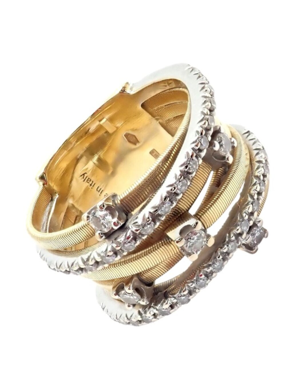 Authentic! Marco Bicego 18k Yellow White Gold Diamond 7 Row Goa Ring sz 6.5 - Picture 8 of 14